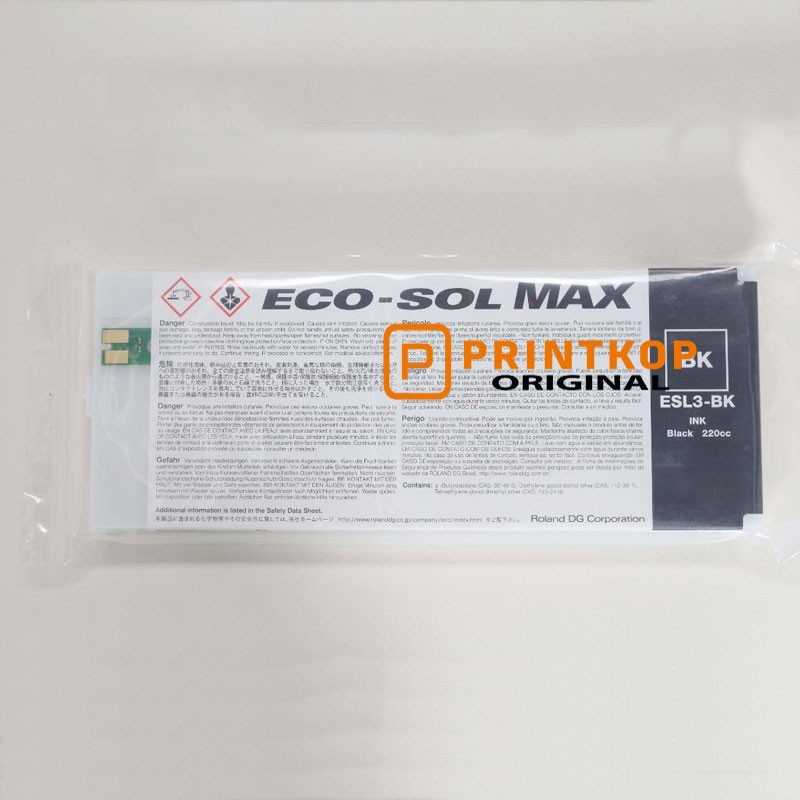 Roland Eco-Sol Max Ink Cartridge ESL3-BK Black 220ml Genuine OEM