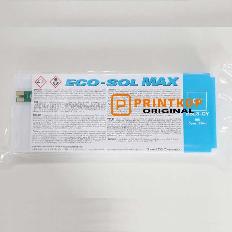 Roland Eco-Sol Max Ink 220ml ESL3-CY Cyan Cartridge OEM Genuine