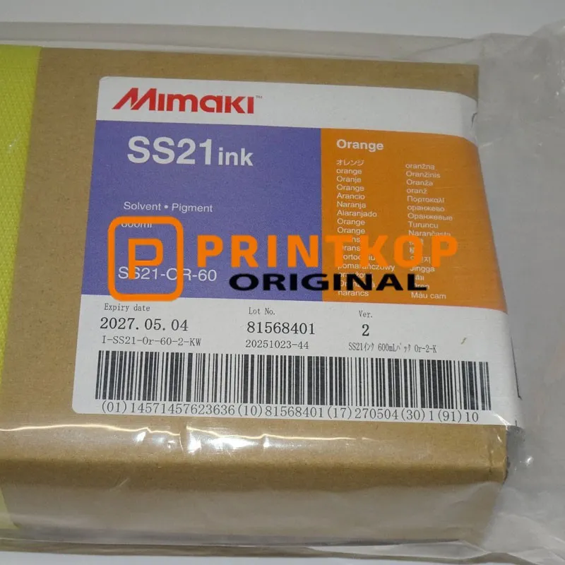 Mimaki SS21 600ml Eco-Solvent Ink Pack - Orange (I-SS21-OR-60-3)