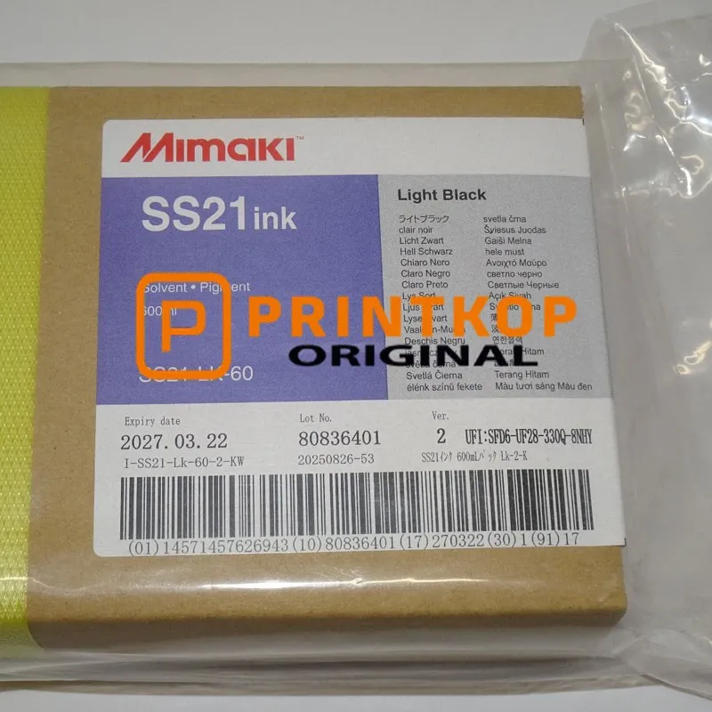 Mimaki SS21 600ml Eco-Solvent Ink Pack - Light Black (I-SS21-LK-60-3)